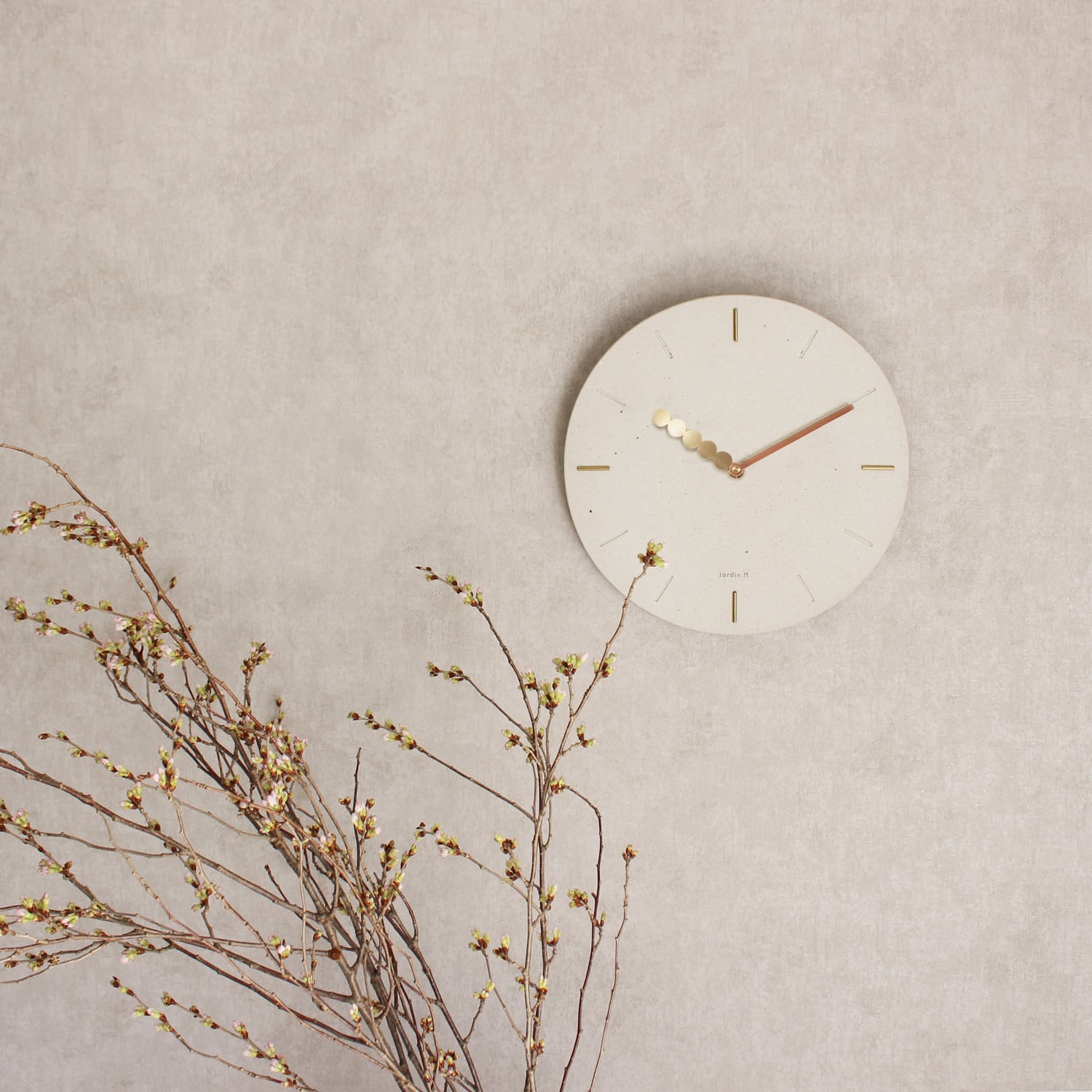 POINT and LINE】陶器掛け時計 / 真鍮 銅オリジナル針 : JM19CL001