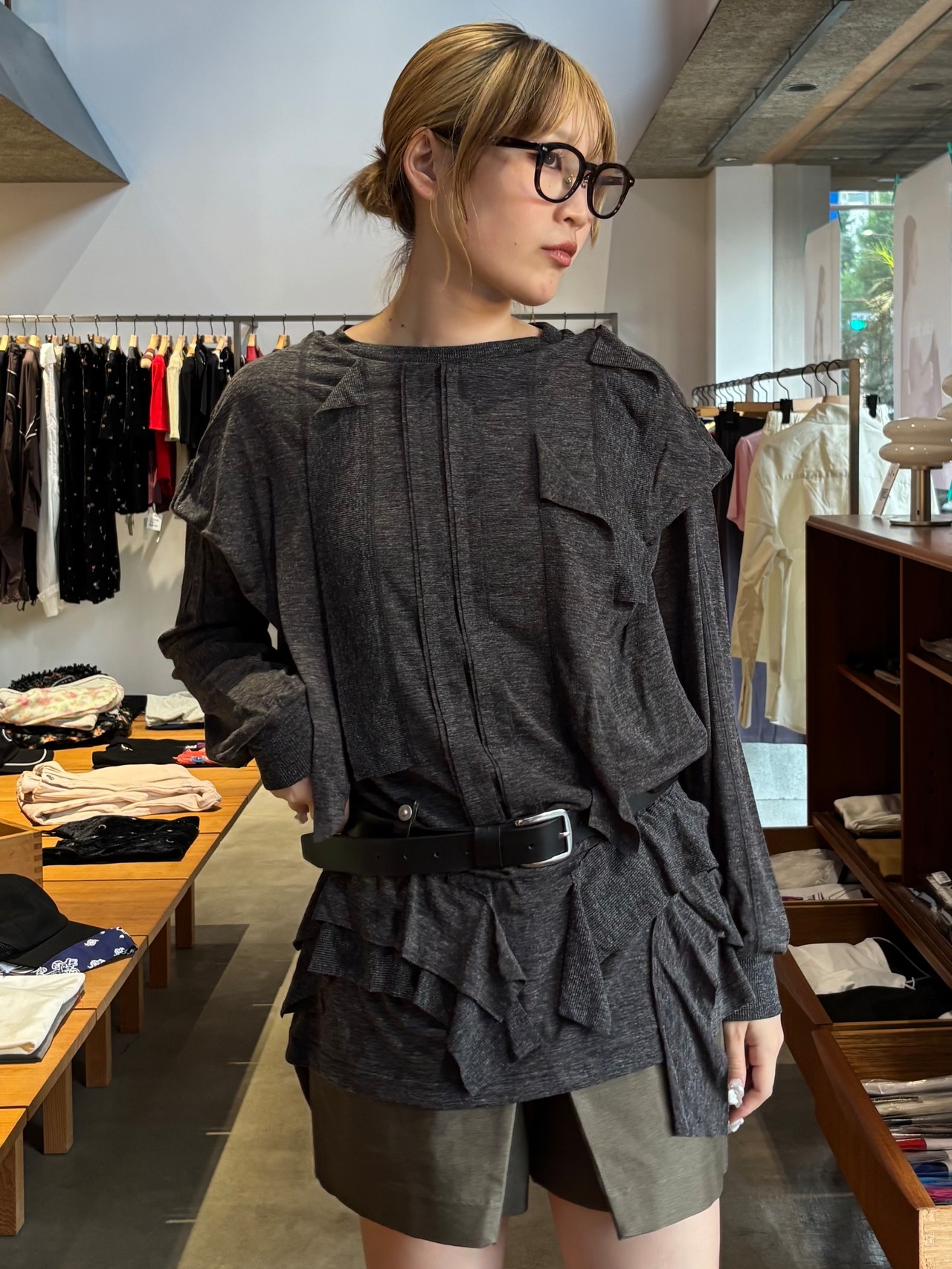 【26AW | WOMEN】OPEN YY オープン ワイワイ/ トップス / RAW CUT RUFFLE DRESS TOP  YY263TS001 - 1