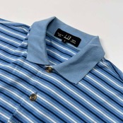 イタリア製 dunhill ダンヒル ポケット付き ボーダー柄 半袖 ポロシャツ サイズ S /水色ブルー系/D-TK-621/メンズ
