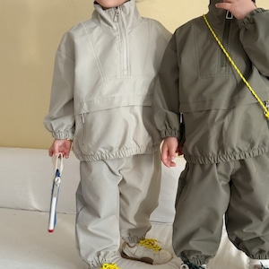 【80-150】秋新作ウィンドブレーカー＆パンツ キッズ スポーツセット A1237