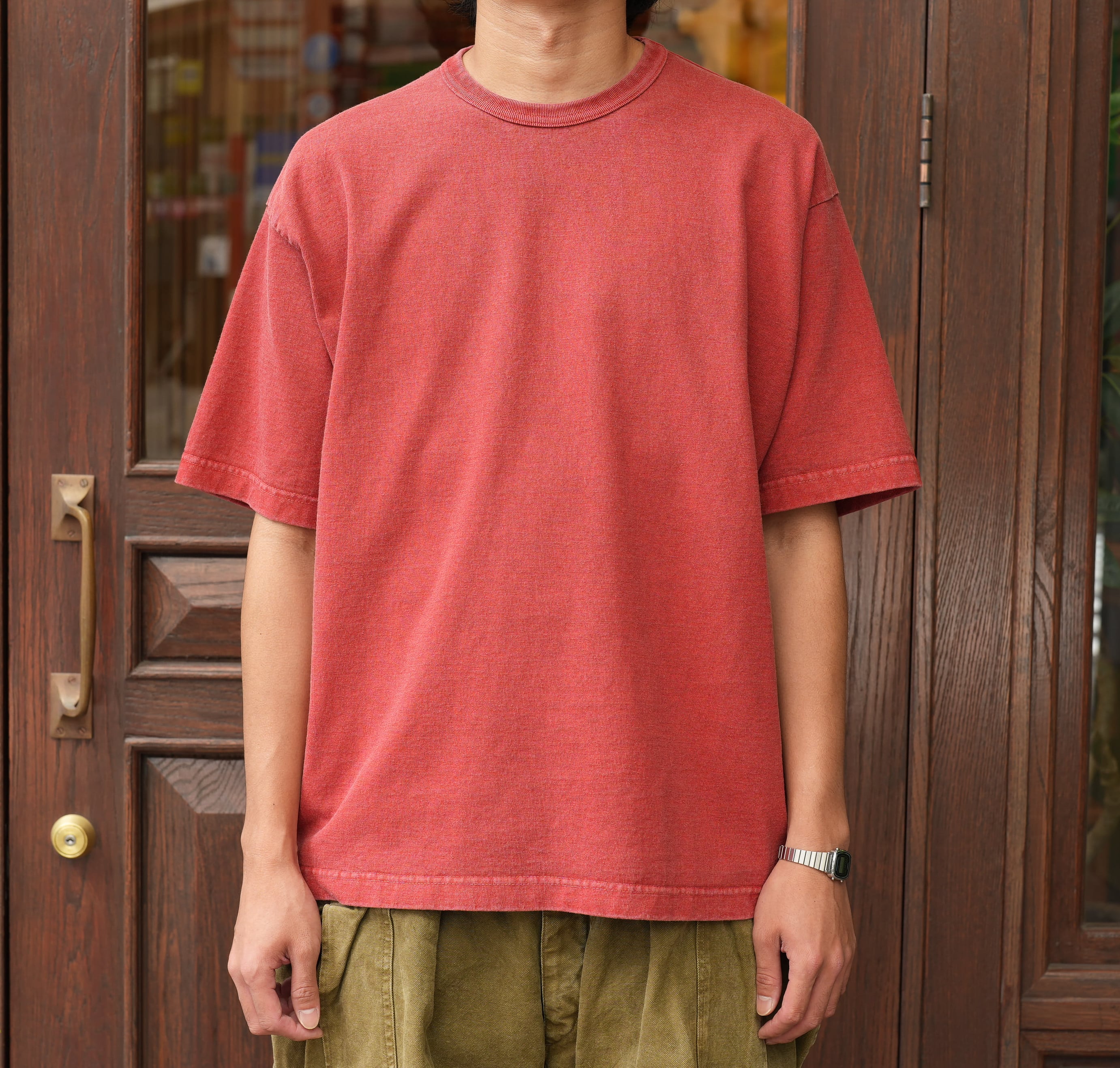 FOUNDOUR (ファウンダ) 26AW "COTTON BD FADE SHORT SLEEVE TEE" -RED-