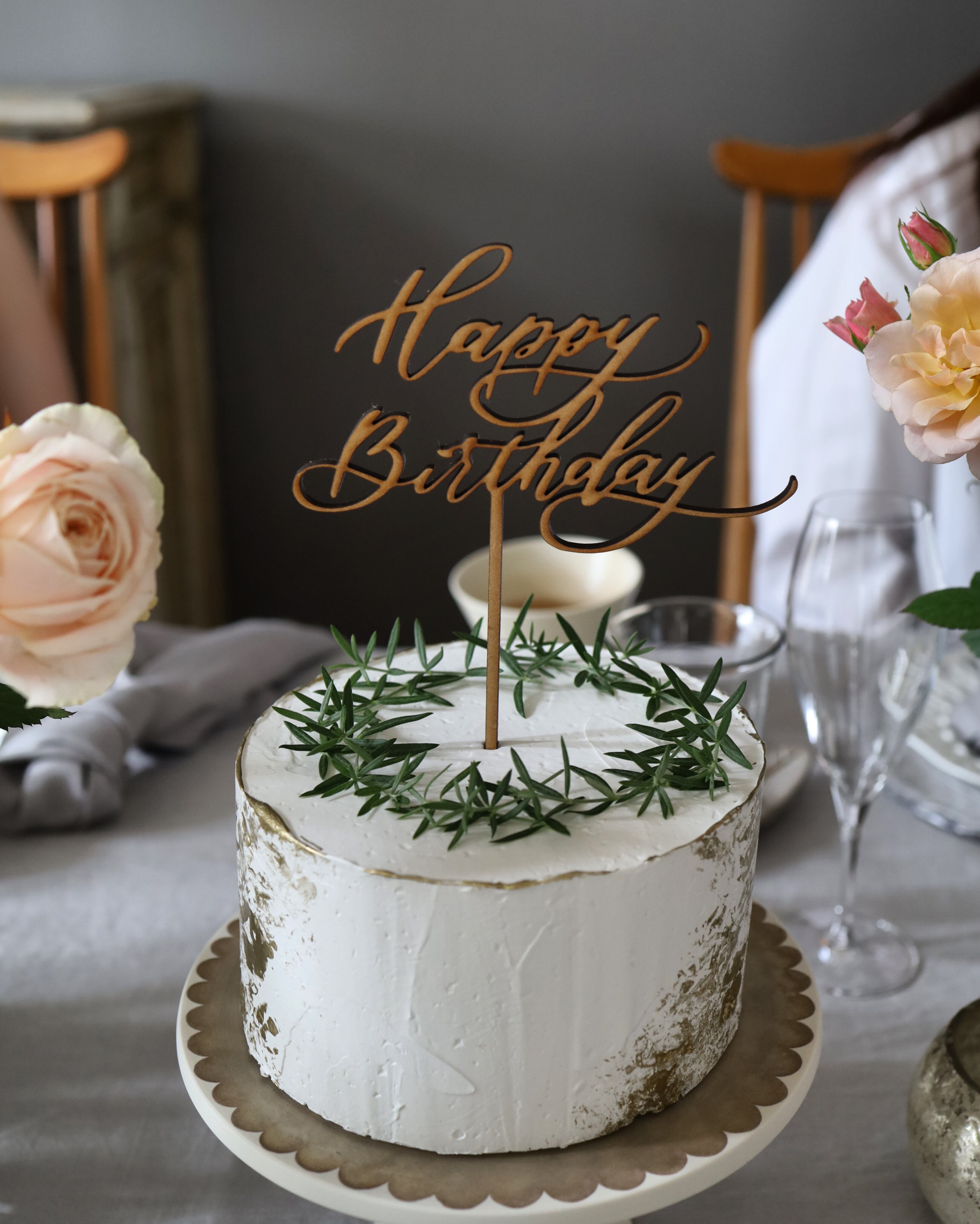 木製】ケーキトッパー/Happy Birthday（Mサイズ） | Salon de C