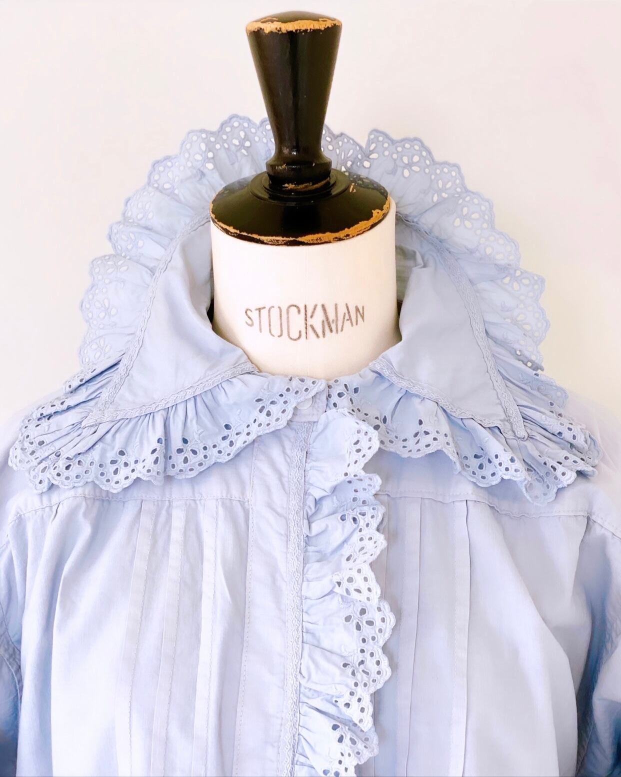 1900's Antique Ice blue Nightdress / フランス アンティーク ナイトドレス - アイスブルー | BOUDOIR  powered by BASE