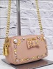 【美品】miu miu ミュウミュウ ビジュー スタッズ リボン チェーンストラップ クロスボディ ミニ ショルダー バッグ ポーチ ピンクベージュ