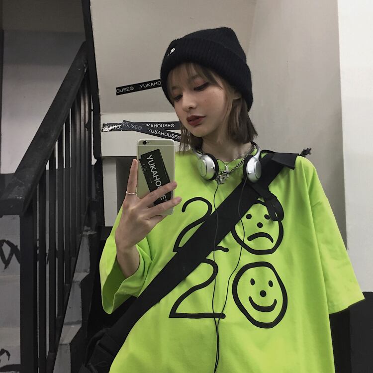 スタイルサマーカジュアルTシャツ プリントルーズトップス 大きめサイズ かわいい 夏物 ケッペル50272041909