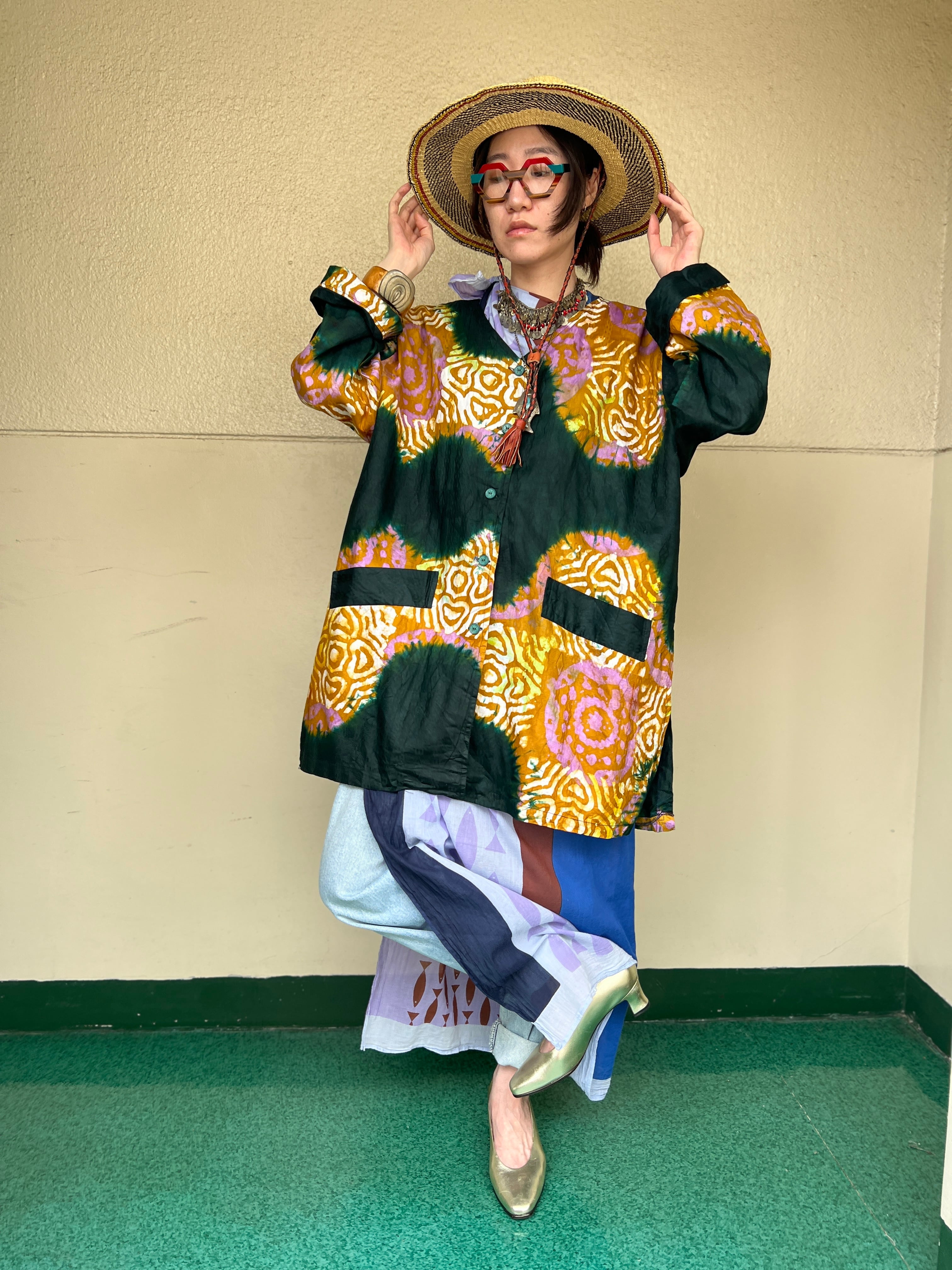 Vintage african batik deep green cotton jacket Vintage african batik deep green cotton jacket