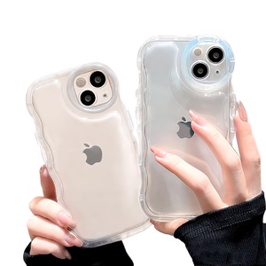 【在庫のみ】saymi's クリア ウェーブ おしゃれ 韓国 iPhone11 ケース アクスタ収納 推し活にぴったり 手にフィット 透明 可愛い シンプル (iPhone11)