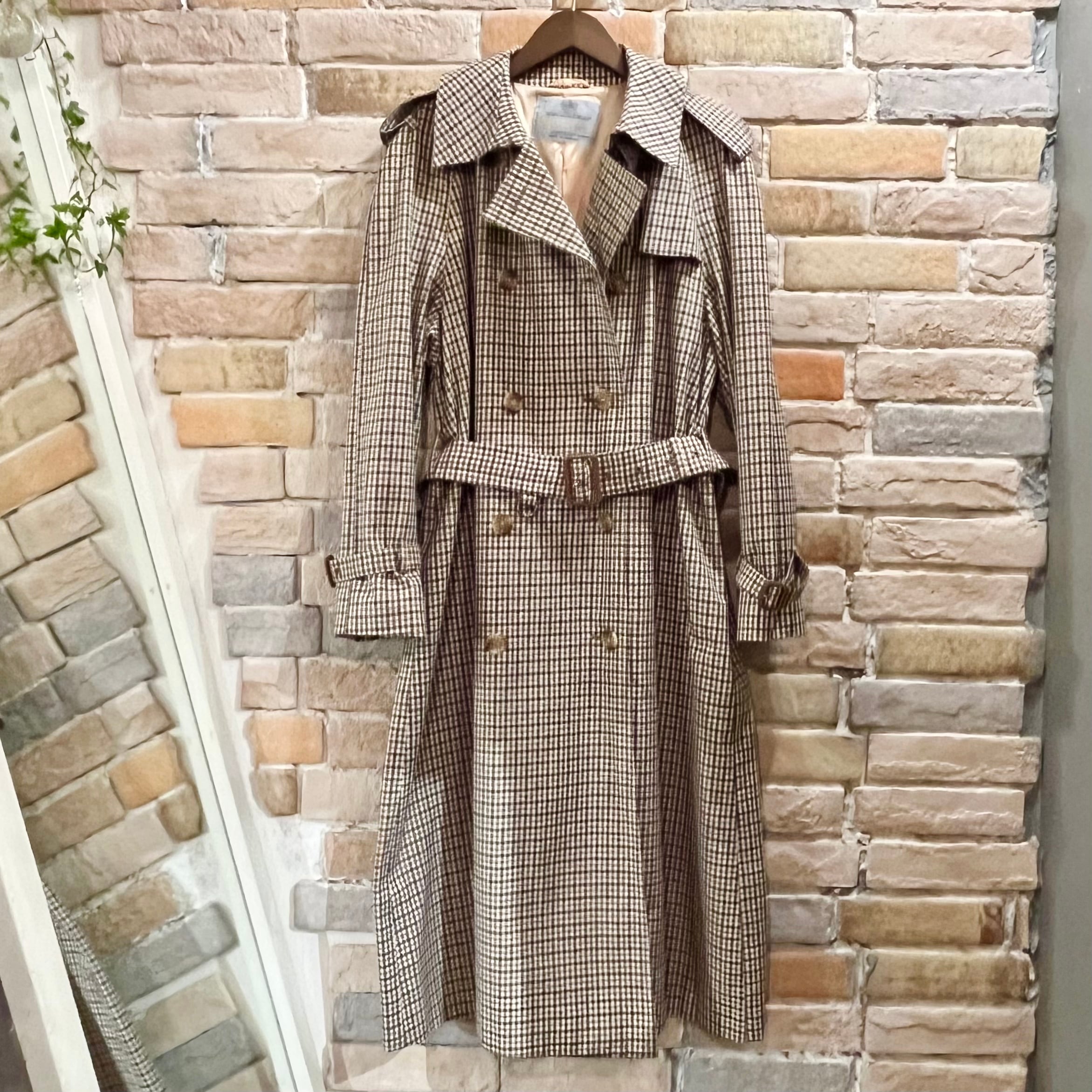 aquascutum “80s ladies club check trench coat” size12 イングランド製 アクアスキュータム  クラブチェックトレンチコート