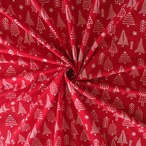 ブロックプリント生地【50cm単位】インド綿  Winter(X'masツリー) 赤 #44610-RD1