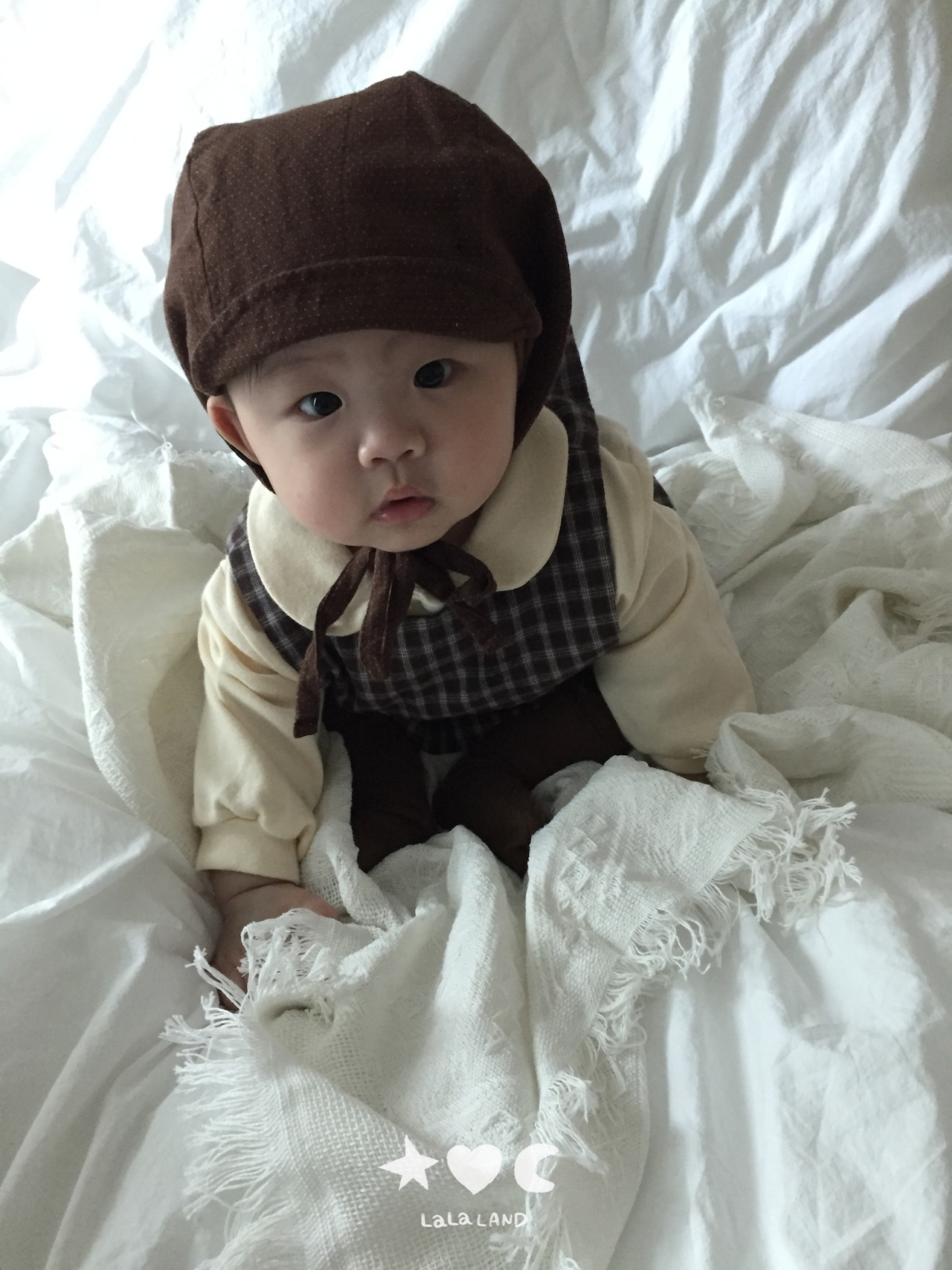 韓国子供服 / LALALAND / 26Autumn / ベベ チェック ロンパース / 秋服 / ベビー *6M~18M*