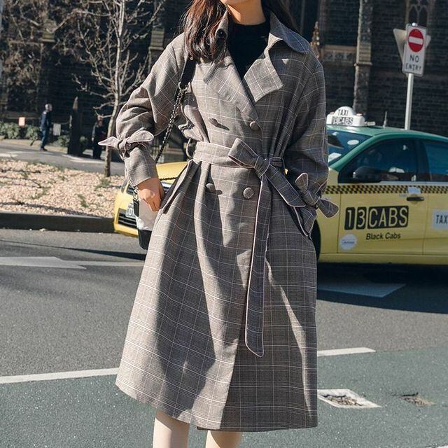 レディース チェック柄 スプリングコート/トレンチコート/ロングコート 春コーデ / Chic lattice women's long  section 2019 spring new popular coat (DCT-586161656667) | Value Rave ...