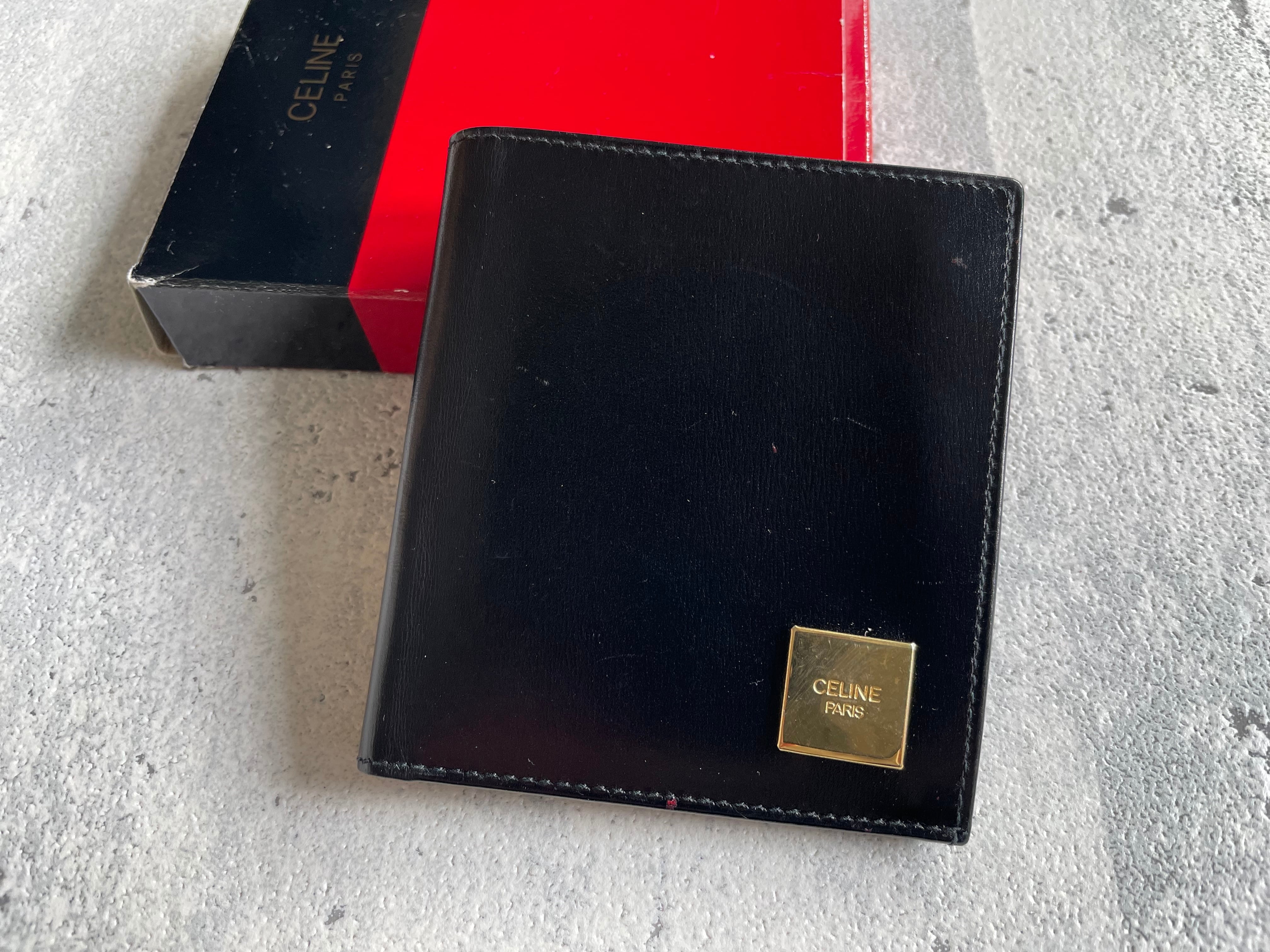 CELINE スクエアプレート 二つ折り財布 celine セリーヌ レザー 箱付き  