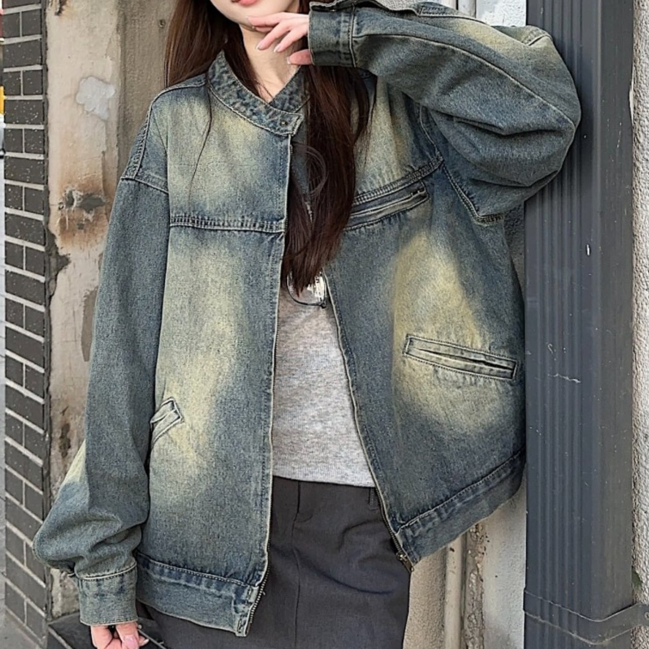 スタンドカラーデニムジャケット 00195