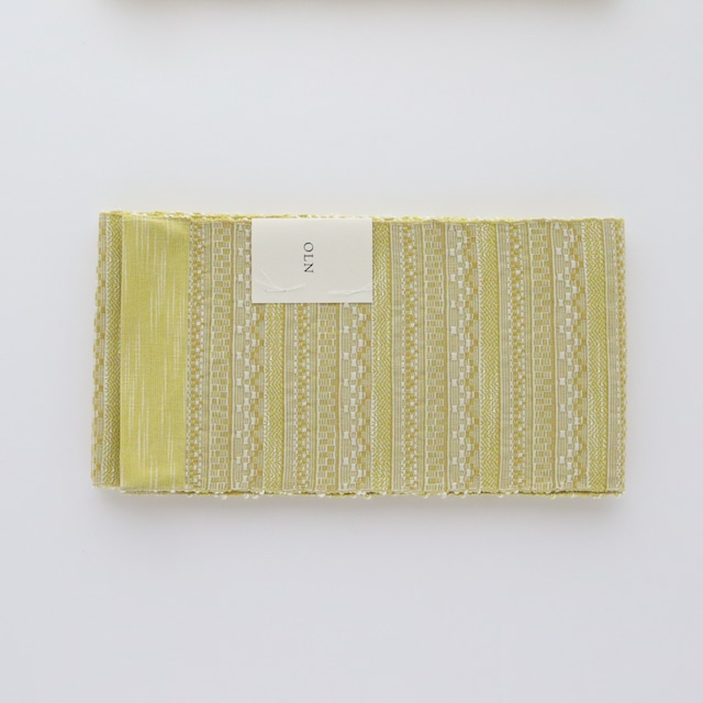半巾帯　en coton「格子菱（こうしびし）」powder yellow