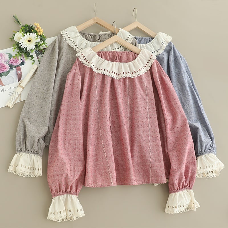 ラウンドレースカラープルオーバーシャツ W0600