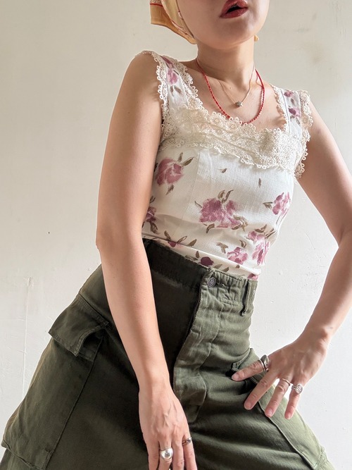 〜1950s Vintage Cotton Bustier Hand Painted By Megan