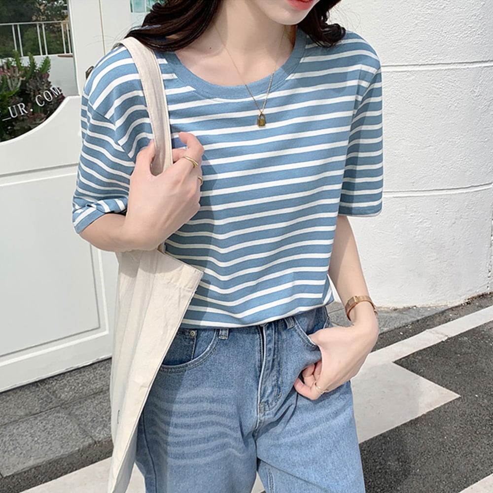 ボーダー柄 Tシャツ レディース 春夏秋 トップス 大人 きれいめ カジュアル おしゃれ かわいい レトロ パイピング 大人可愛い 大人女子