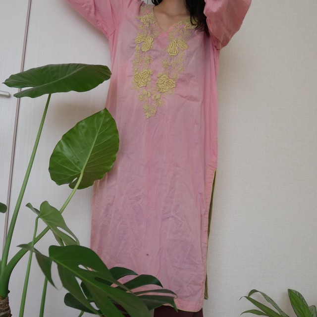 sheer pink ethnic dress