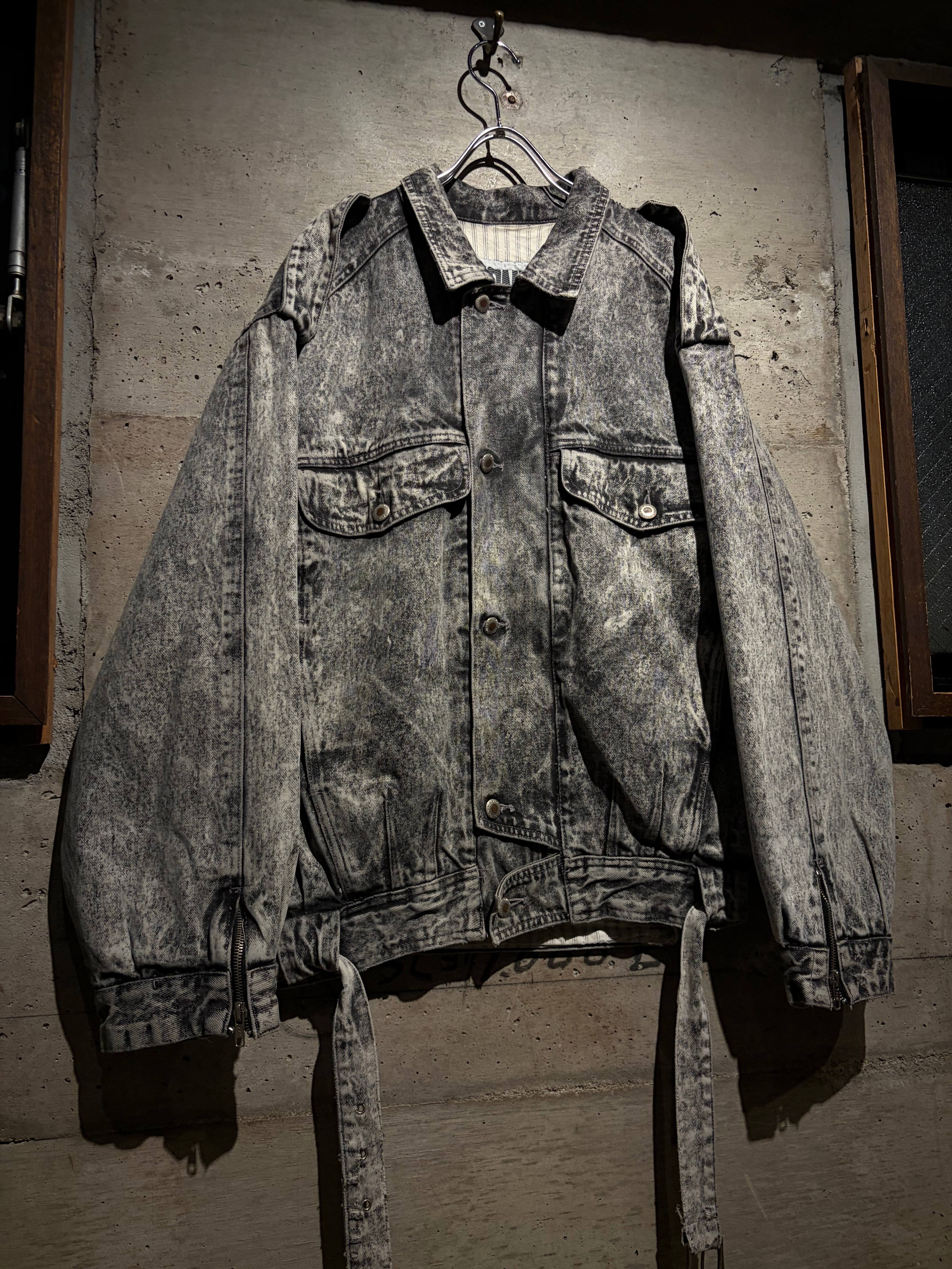 Caka】Various Gimmick Vintage Loose Chemical Wash Denim Jacket