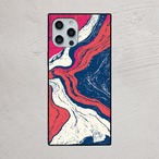 受注生産 iPhoneケース ピンクとネイビーの流線マーブル｜マーブルアート PABS012C