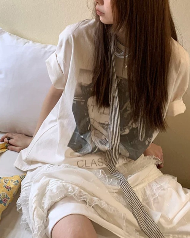 ヴィンテージフォトプリント オーバーサイズTシャツ R0536