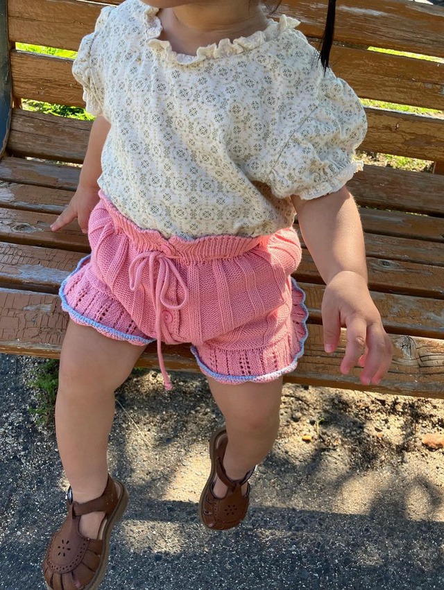 【取寄】バイカラーフリルがおしゃれでかわいい高見えニットパンツ