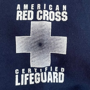 GILDAN スウェットシャツ トレーナー ワンポイントロゴ バックプリント 袖ロゴ M ライフガード RED CROSS アメリカ赤十字社 SWEATSHIRTS US古着