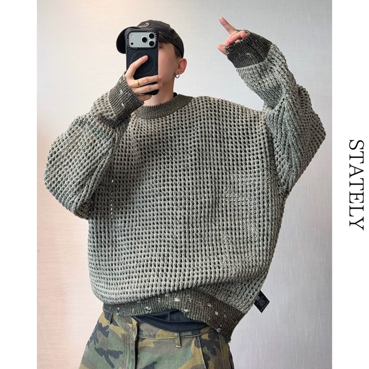 Distressed Mesh オーバーニット_T02・画像8