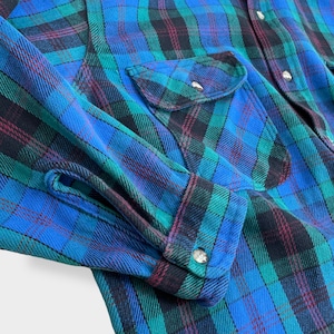 【melton】90s USA製 コットン Flannel Shirt フランネルシャツ ネルシャツ ヘビーネル 長袖 チェック カジュアルシャツ Made In USA L メルトン US古着