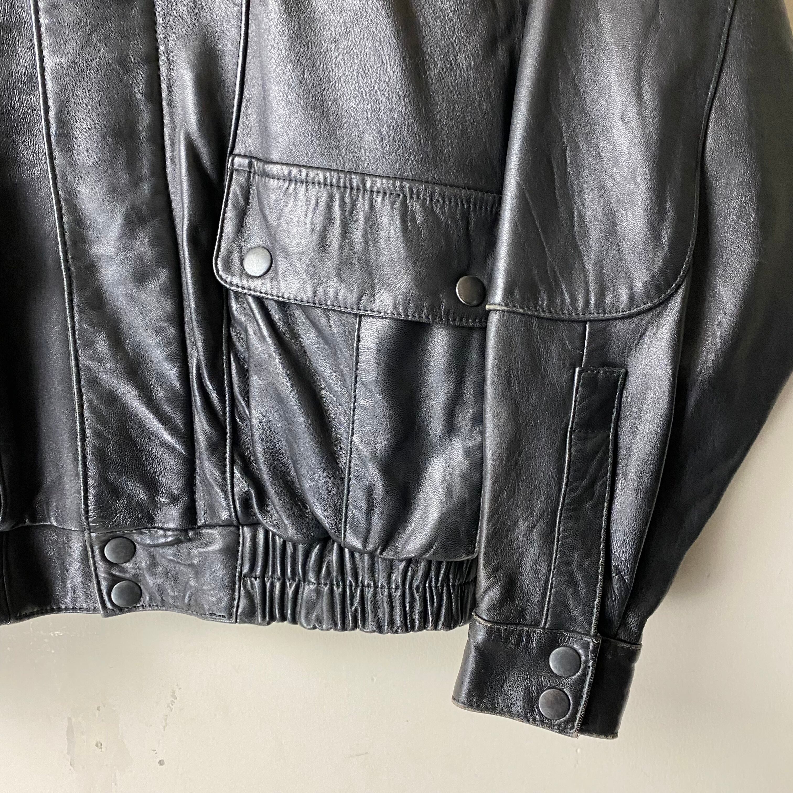 old NORTH BEACH LEATHER × MICHAEL HOBAN black leather blouson 