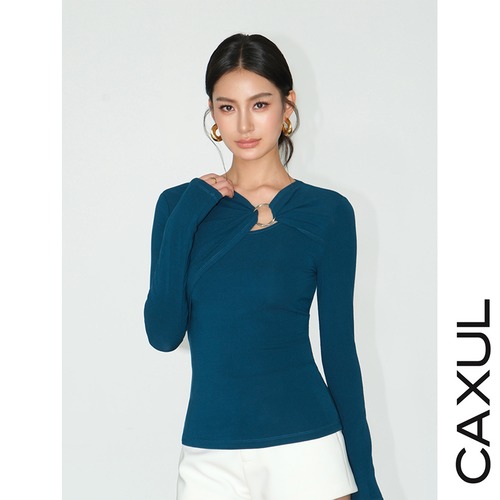 Ring Detail Twist Cut Top/3color