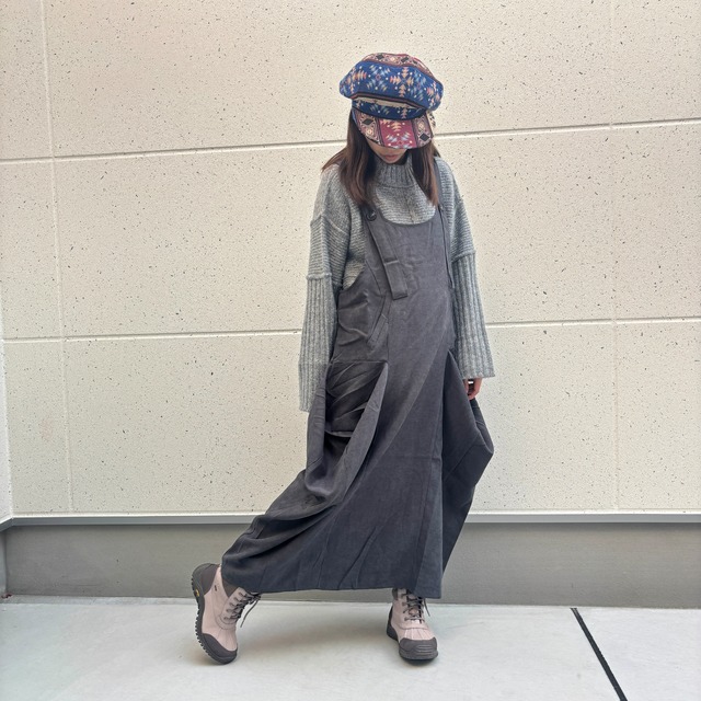 スエード調コクーンワンピース