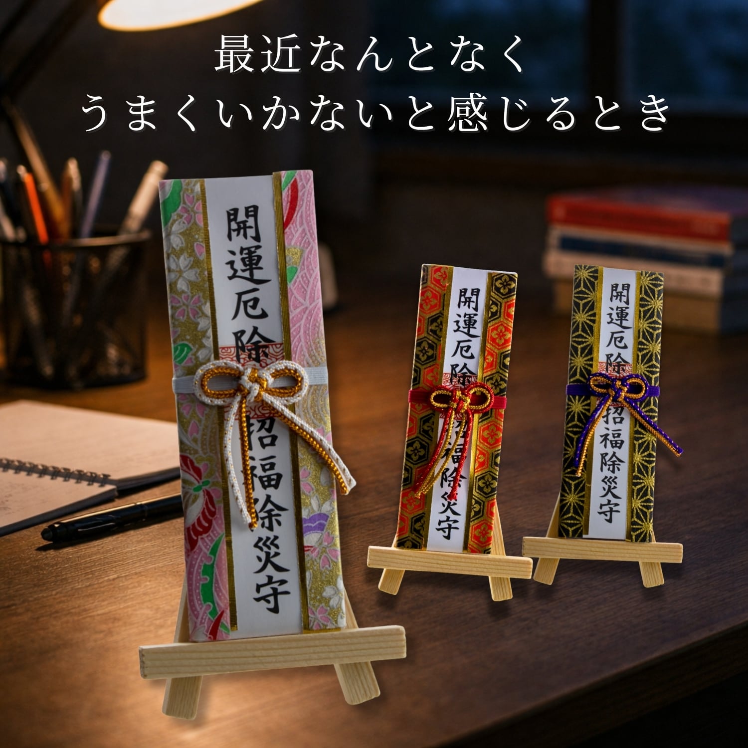 厄除開運！金運！そのまま祀れます。台座付き春日大社　木札お守り護符　商売繁盛 開運厄除け 木札お守り スタンド付き 卓上型 4寸 招福 除災 玄関