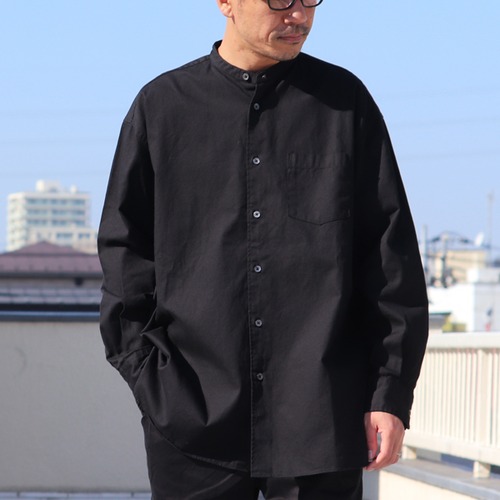 6oz Oxford Band Collar L/S Box-A Line Shirts　Black