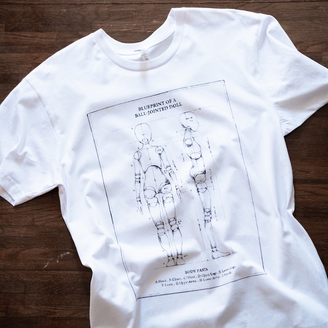 Tシャツ: 「Blueprint of a ball-jointed doll」白