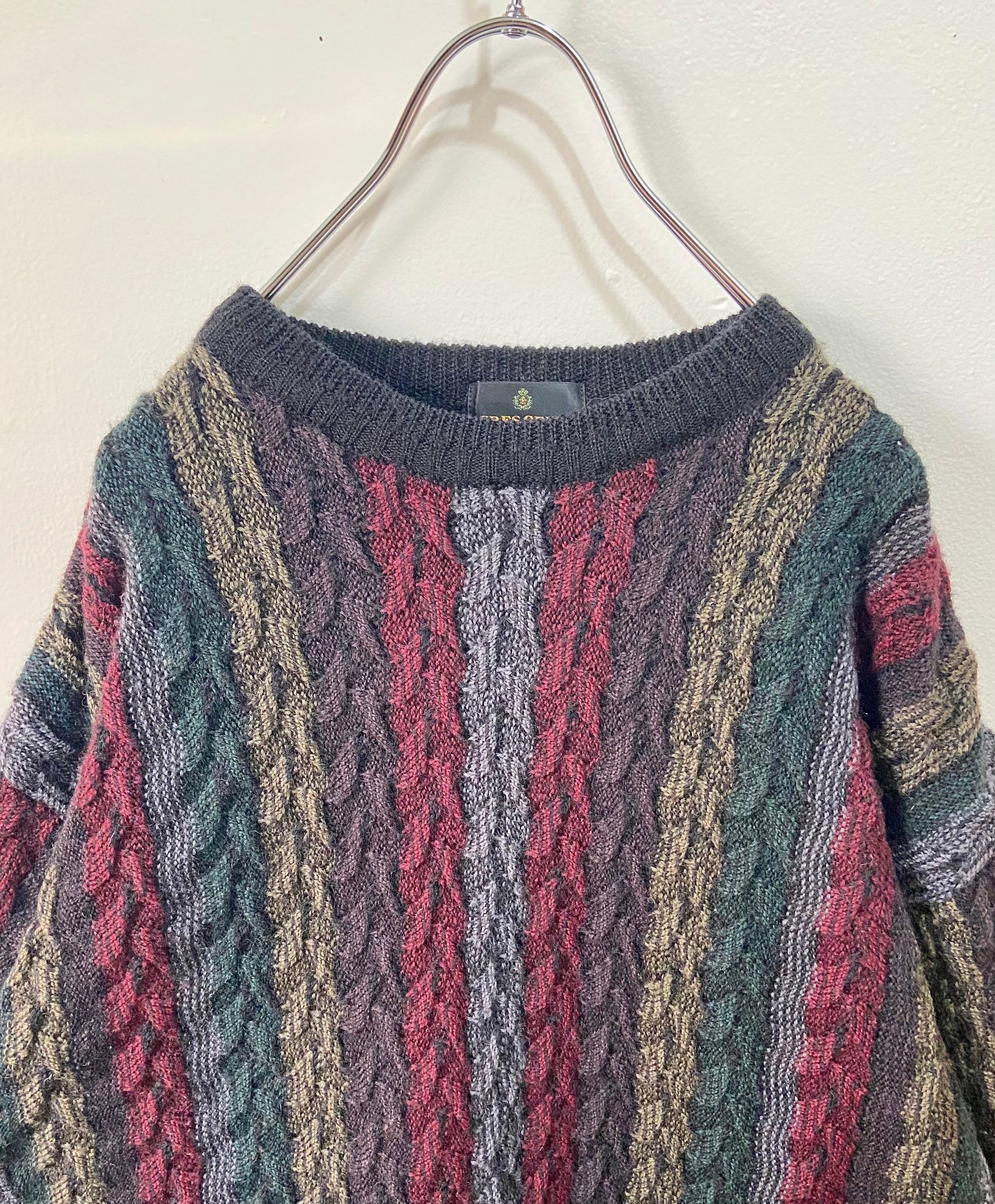 vintage マルチカラー ニット  デザインセーター
