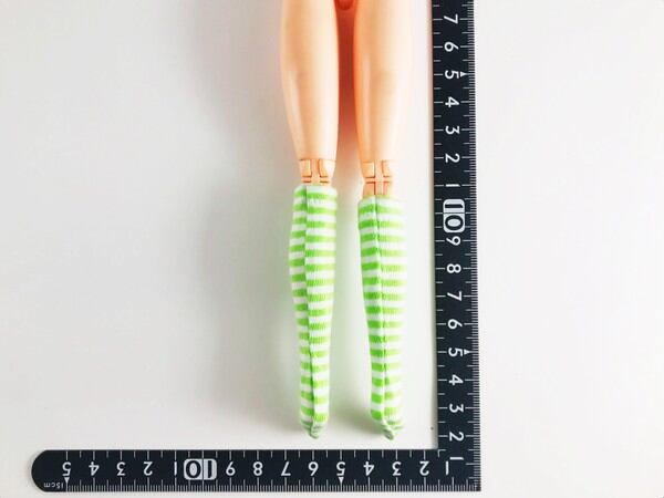 ドールアクセサリ 1/6 女性用 靴下 ストッキング 薄緑白縞 TKDG23G85-23 - 画像2