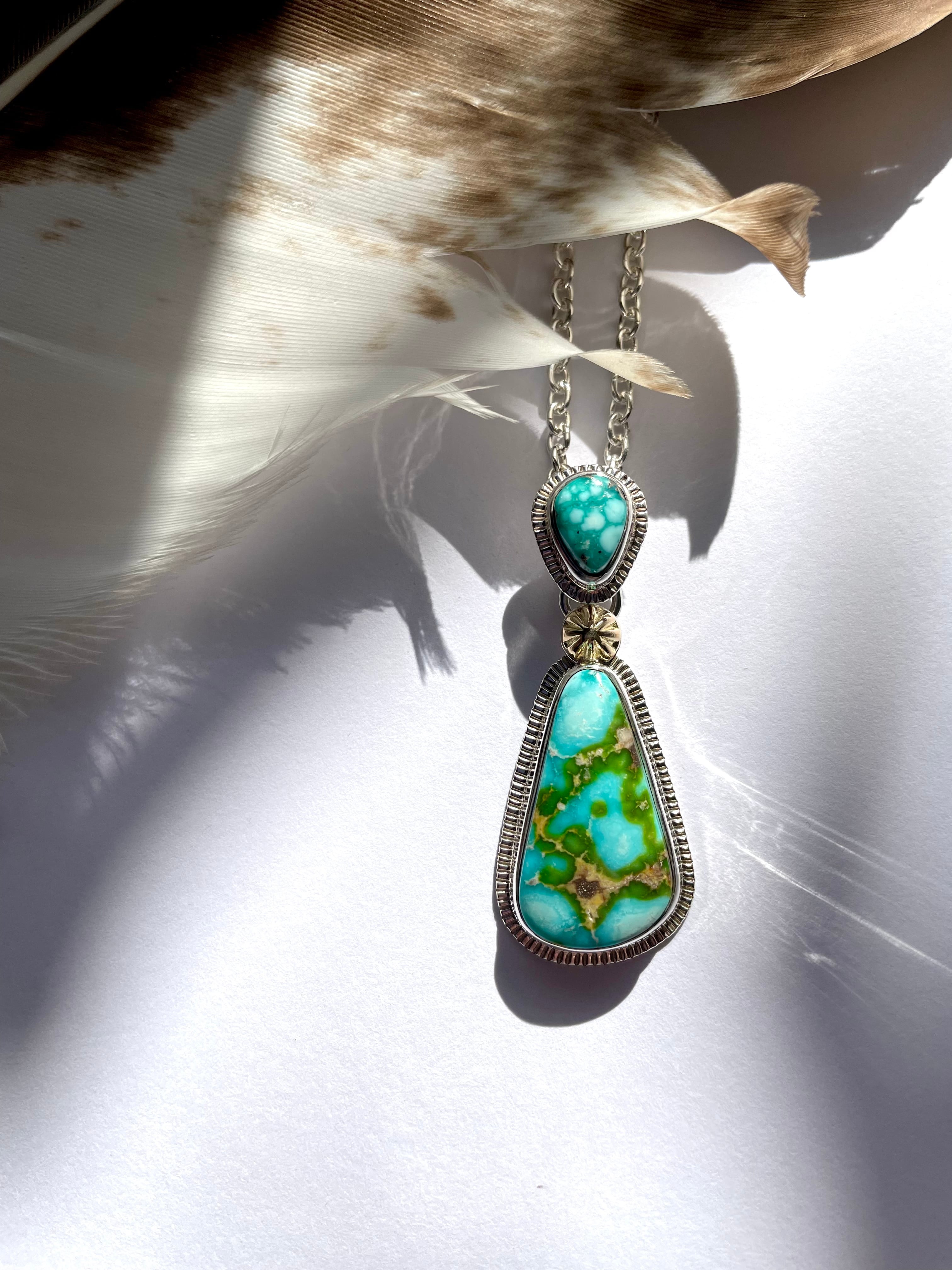 Sonoran Gold & White Water 18k concho pendant top