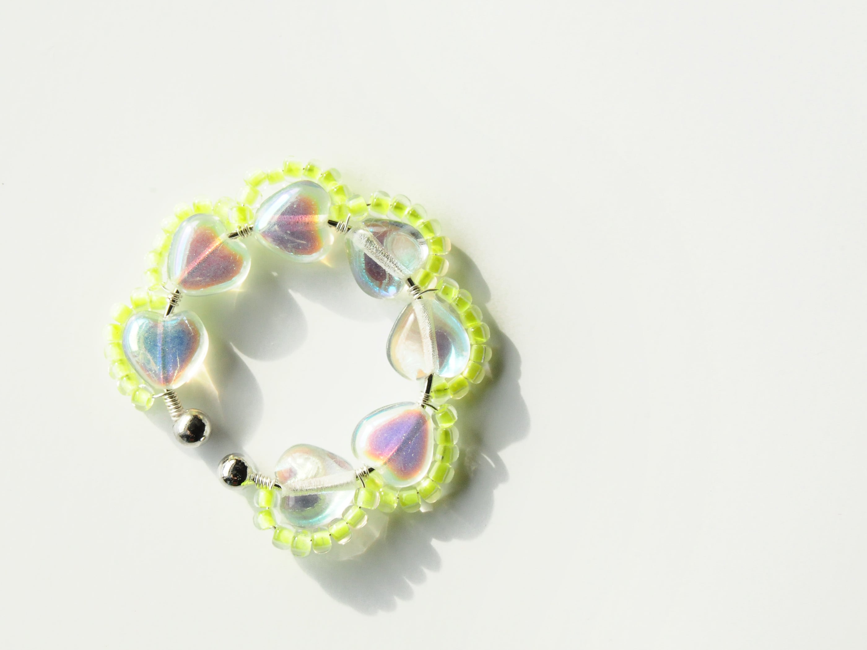 <Rollo~イロヅクビジュー~>イヤーカフ『 Aurora Heart × Neon Yellow 』