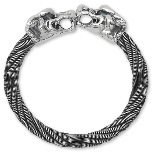 【TRAVIS WALKER　DOUBLE CROSS　トラヴィスワーカー　ダブルクロス　Bangle　バングル　ブレスレット】ガーゴイルケーブルバングルw/ピーコックトパーズ【送料無料】