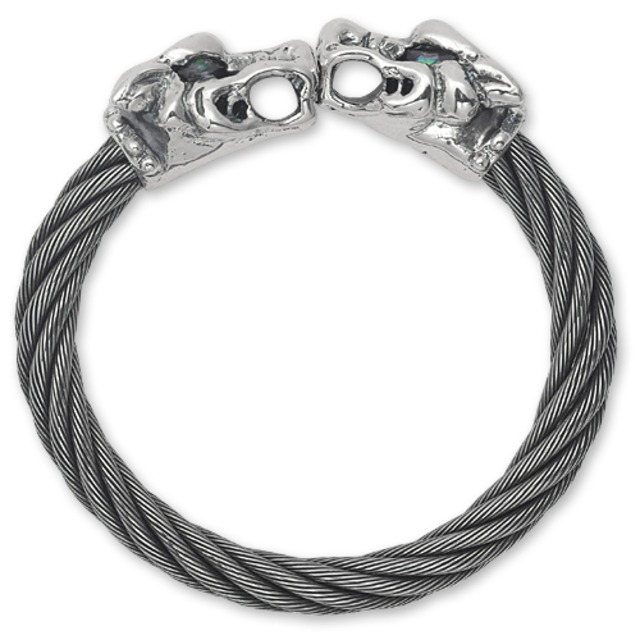 【TRAVIS WALKER DOUBLE CROSS トラヴィスワーカー ダブルクロス Bangle バングル ブレスレット】ガーゴイルケーブルバングルw/ピーコックトパーズ【送料無料】