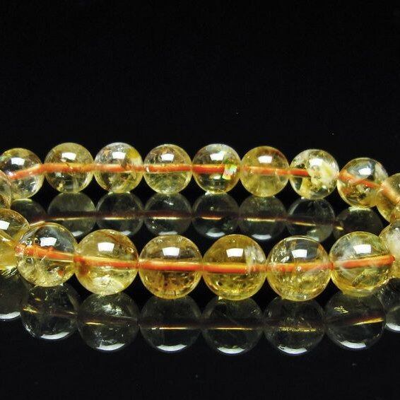 シトリン ブレスレット 虹入り 10mm シトリンクォーツ ブレス メール便可 一点物 111-50413