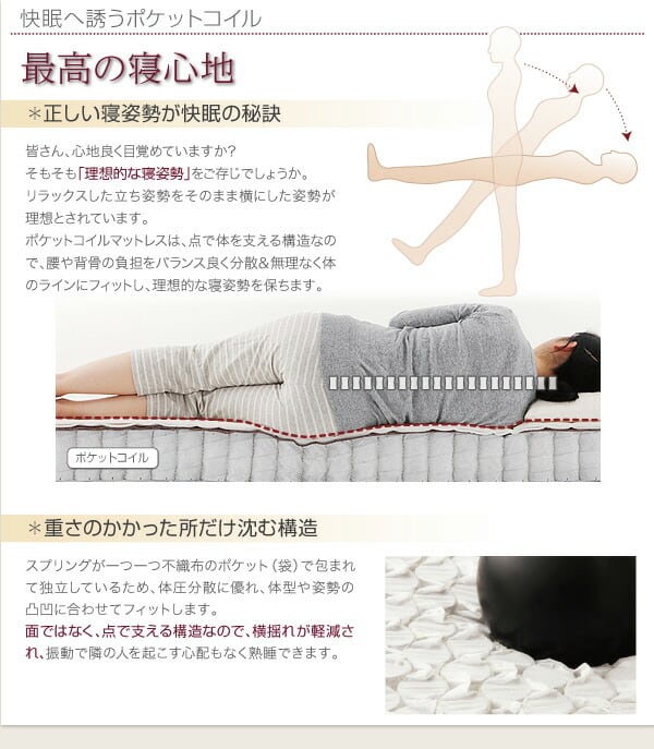 日本製ポケットコイルマットレスベッド 【MORE】 モア グランドタイプ