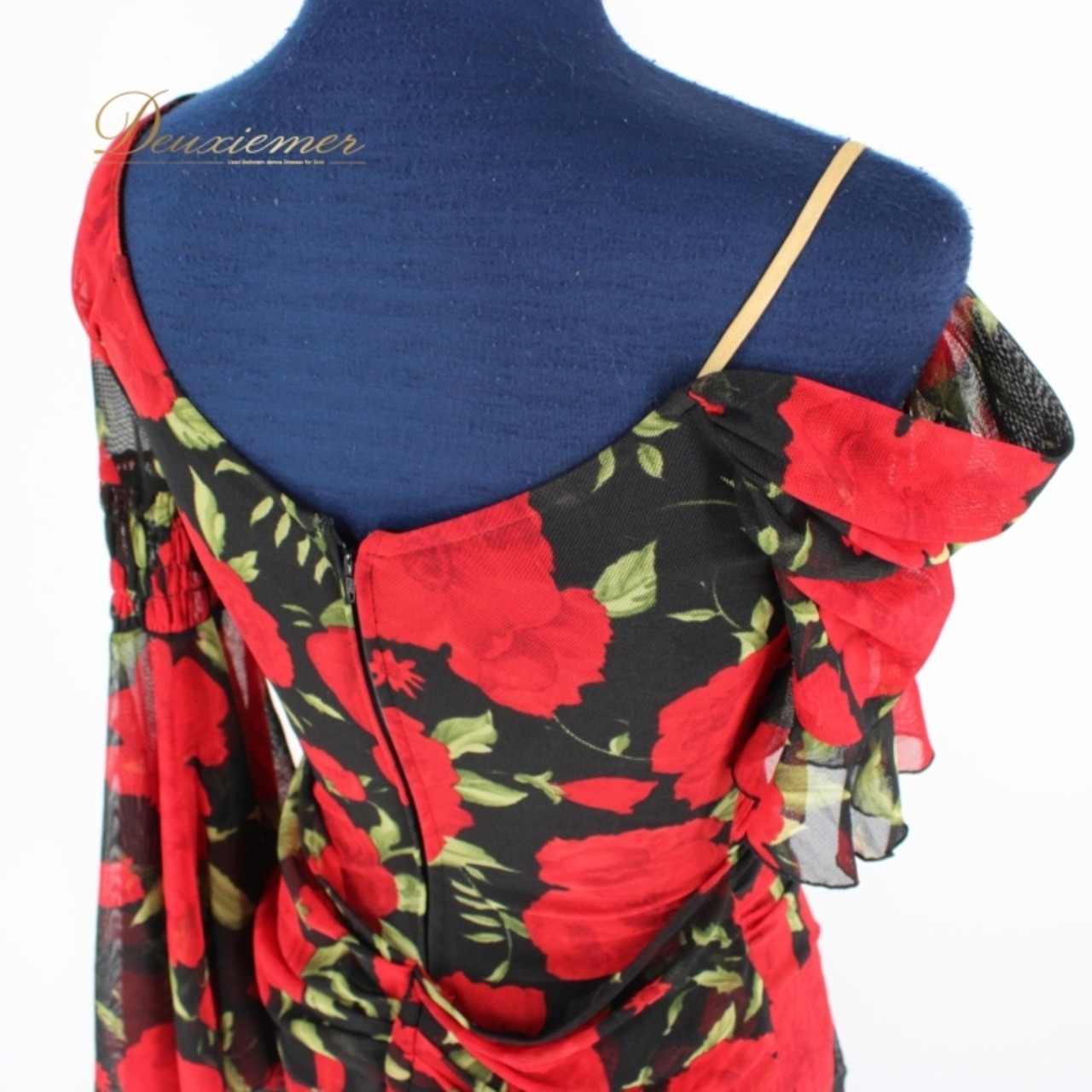 社交ダンス 衣装 スタンダード ドレス ワンピース パーティ衣装 女性用 レディース オールシーズン 赤 緑 黒 ブラック系 レッド系 グリーン系 花柄 レース シック フラワープリント アシンメトリー デザイン エレガント 舞台衣装 イベント ルームウェア ダンスパフォーマンス ステージ衣装 パーティー スタイル 伸縮性 おしゃれ 流行 トレンド