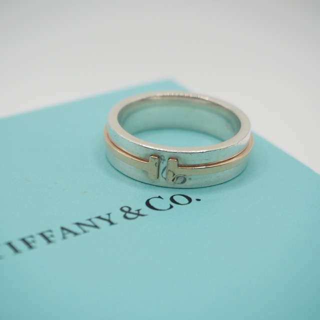 Tiffany&Co. 約15号 Tナローコンビリング シルバー925 K18 ティファニー 付属品付き
