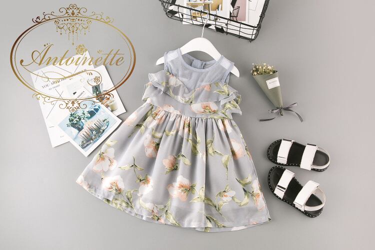 チュールワンピース キッズ 花柄 オフショルダー フリル 女の子 ガールズ ジュニア 子供服 Aライン 肩空き シースルー プリンセス 可愛い フェミニン Antoinette