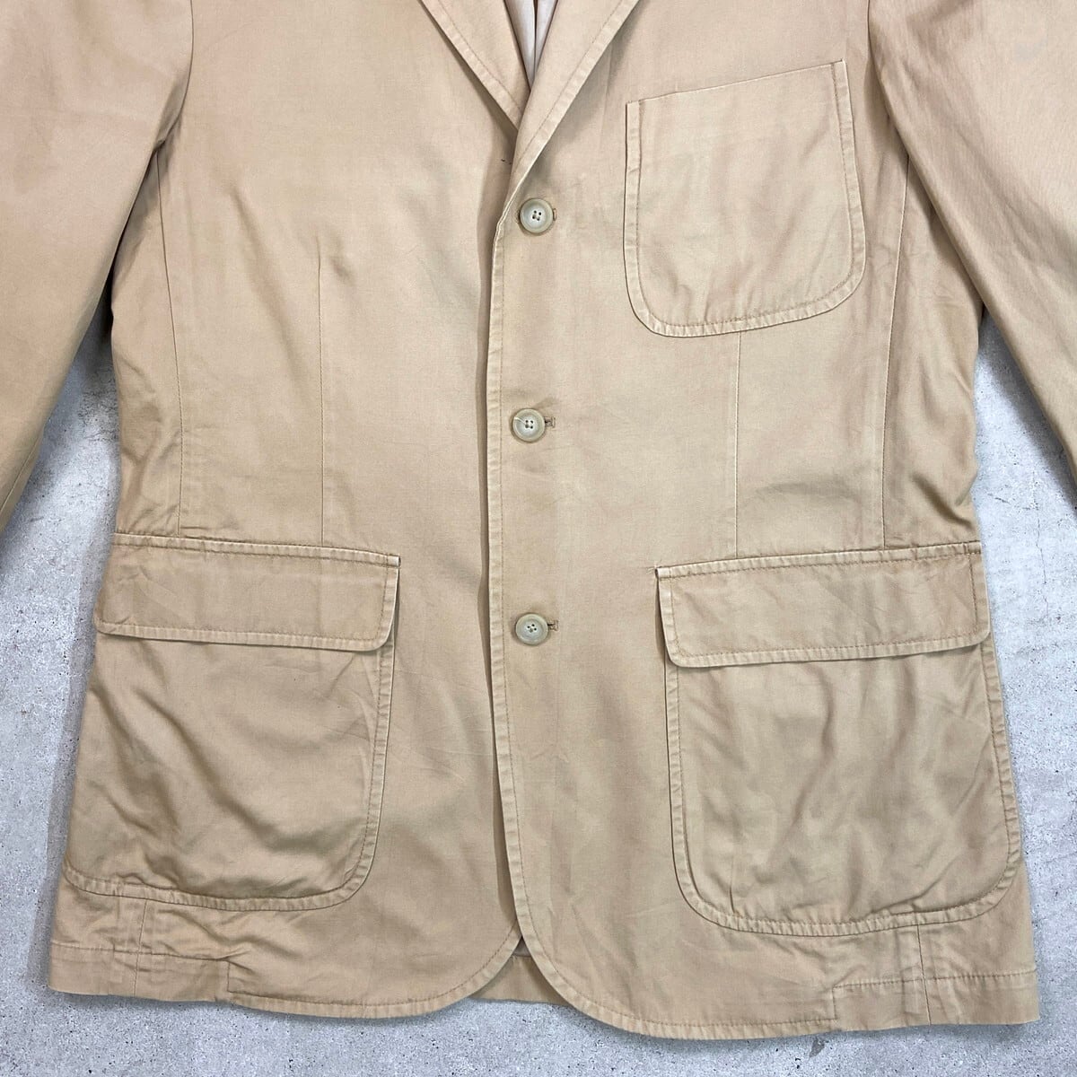 90's L ポロバイラルフローレン テーラードジャケット ベージュ パイピング 90年代 Polo by Ralph Lauren ポロバイラルフローレン コットン