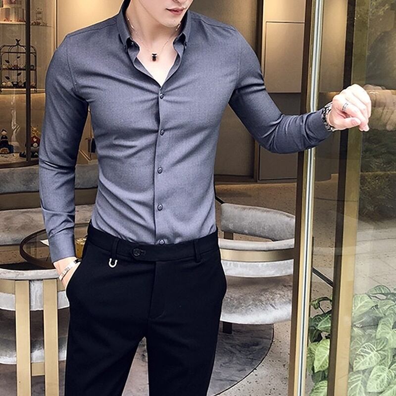 ボタンダウン スリムフィットシャツ 5カラー LB0180