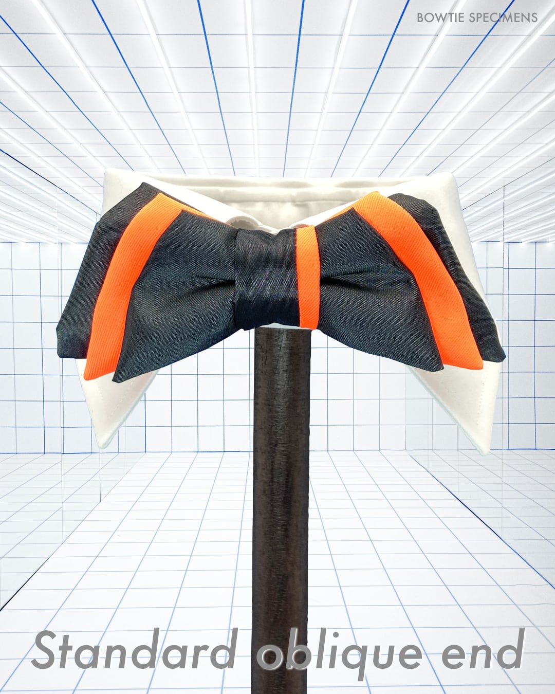 スタンダード・オブリークエンド(グレー×ネオンオレンジ) 作り結び型〈蝶ネクタイ 色 オレンジ 着こなし ファッション〉