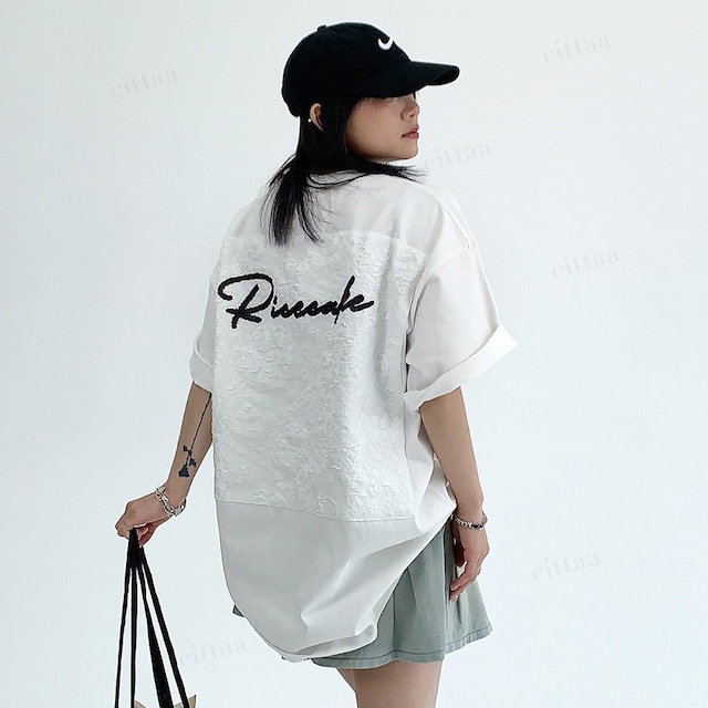 ★予約★D-984　2026春新作♡Ricecakeジャガードラベル半袖Tシャツ　ホワイト